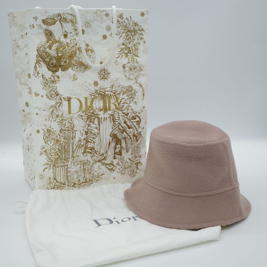 Dior 老花粉紅色毛呢漁夫帽-6
