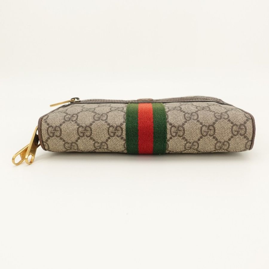 GUCCI 棕色金扣老花ophidia雙拉鍊相機包-2