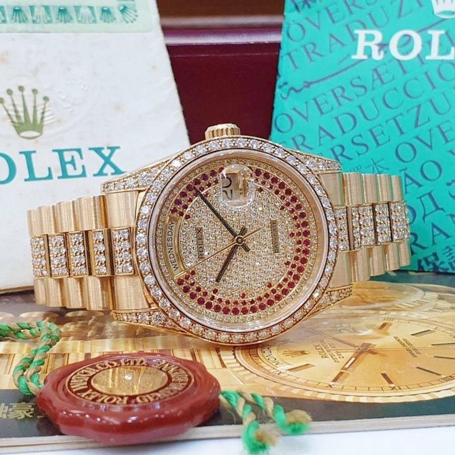 【大眾名錶】ROLEX勞力士18388 18K蠔式 頂奢稀有款 原廠鑽圈/鑽腳 原廠鑽帶8485 大眾名錶B1340-2