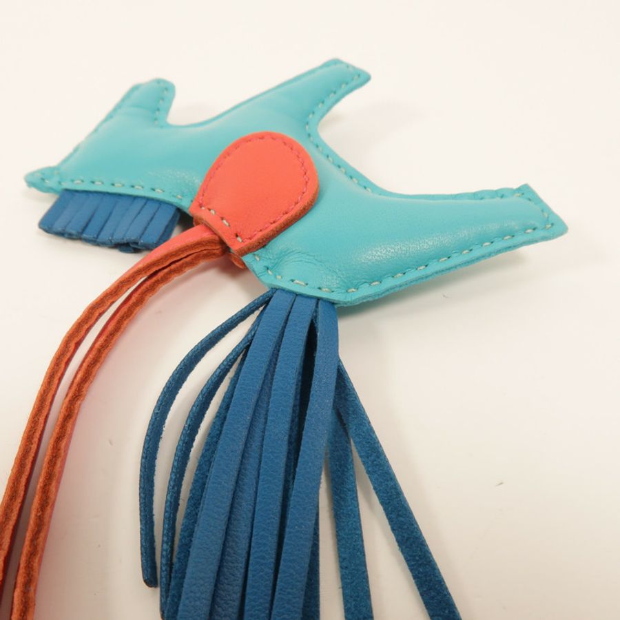 HERMES Milo皮革Rodeo PM掛飾7V Lagon/7W Bleu Izmir/A5 Bougainvillier-4