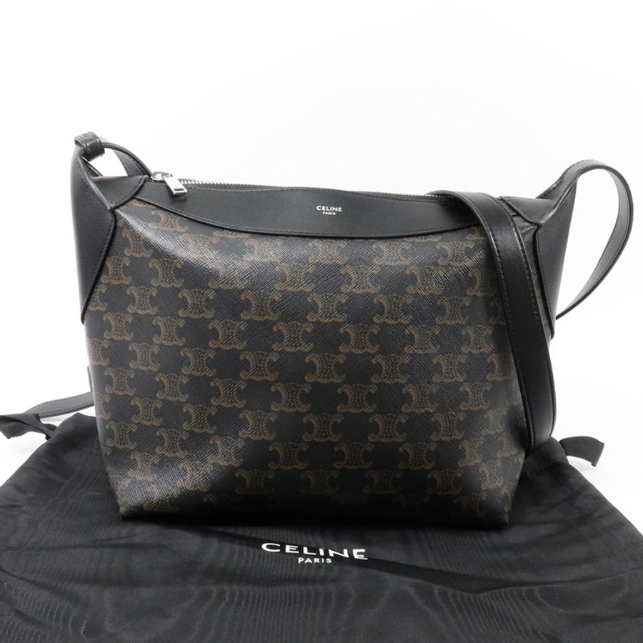 CELINE 牛皮皮革/帆布Harry Triomphe肩背袋-9