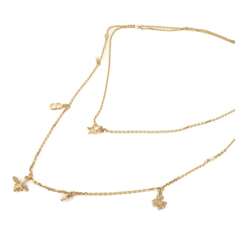 Dior 金屬Gold Bee and Star Double Necklace項鍊-2