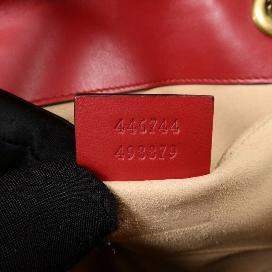 GUCCI 牛皮皮革GG Marmont Small鏈帶手挽肩背兩用袋-7