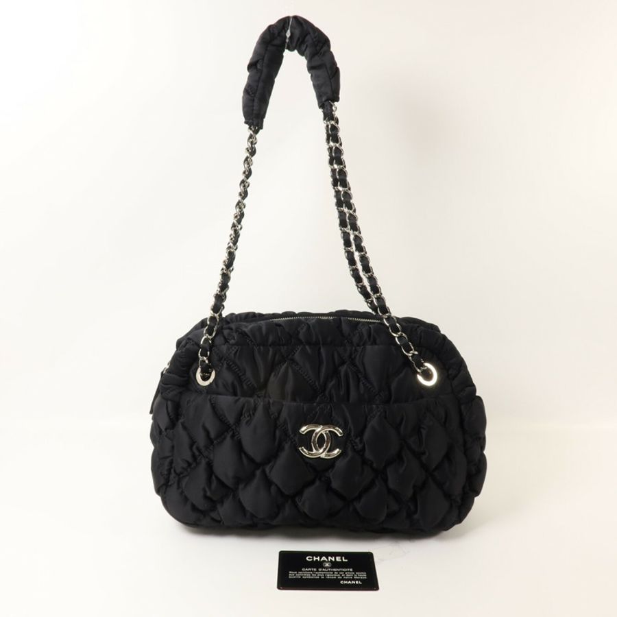 CHANEL 尼龍Bubble Bag鏈帶肩背袋-10