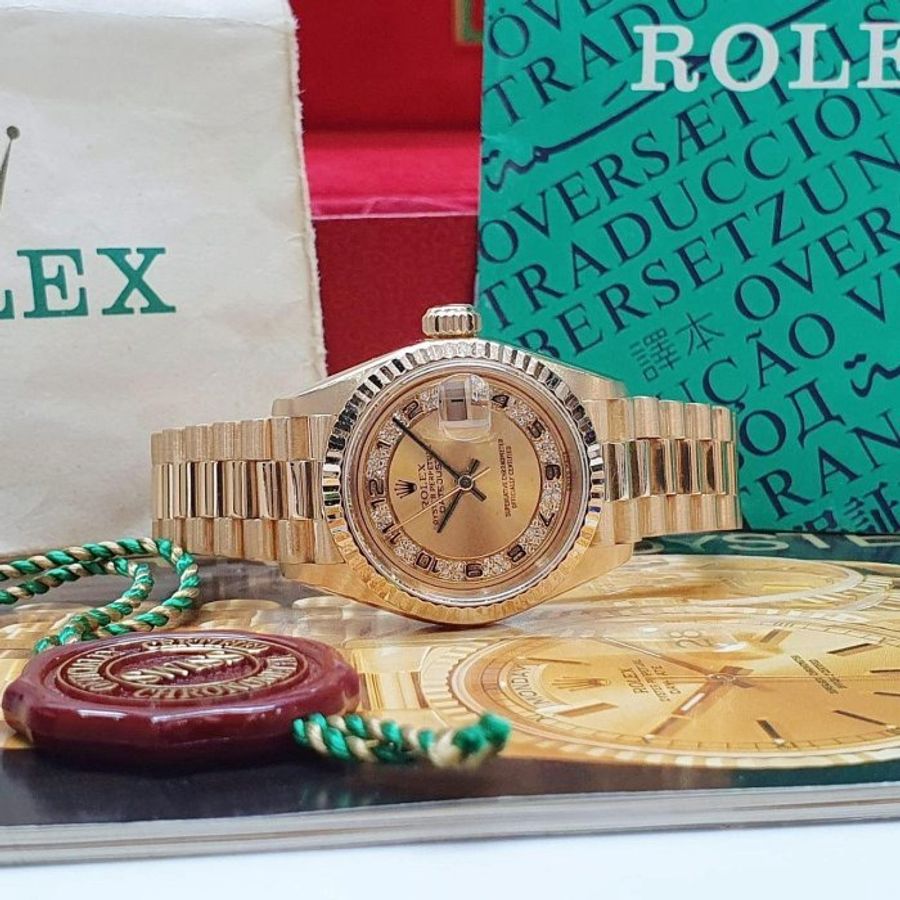 【大眾名錶】ROLEX 勞力士 69178 Datejust 蠔式18K金女錶 原廠MA數字多層鑽面盤 大眾名錶G325-2