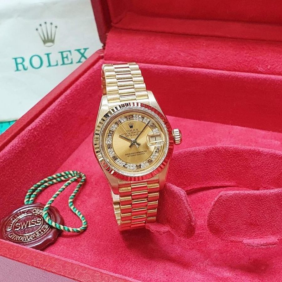 【大眾名錶】ROLEX 勞力士 69178 Datejust 蠔式18K金女錶 原廠MA數字多層鑽面盤 大眾名錶G325-3