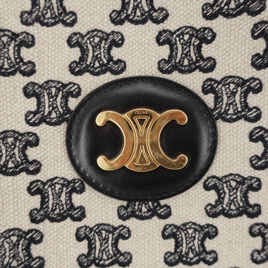 Celine 黑色老花金扣凱旋門tote-10
