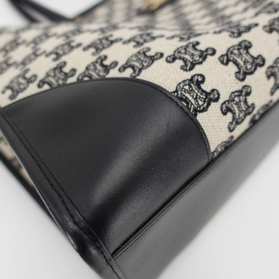 Celine 黑色老花金扣凱旋門tote-14