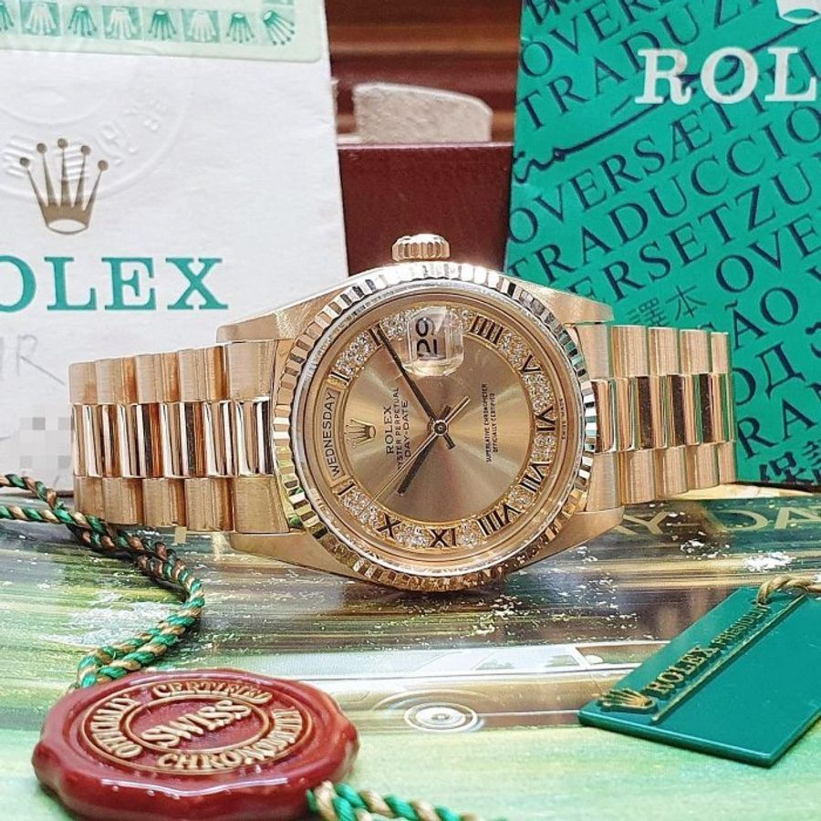【大眾名錶】ROLEX勞力士18238 Day-Date 蠔式18K 原廠MR多層鑽面盤 台灣公司貨 大眾名錶B1369-1