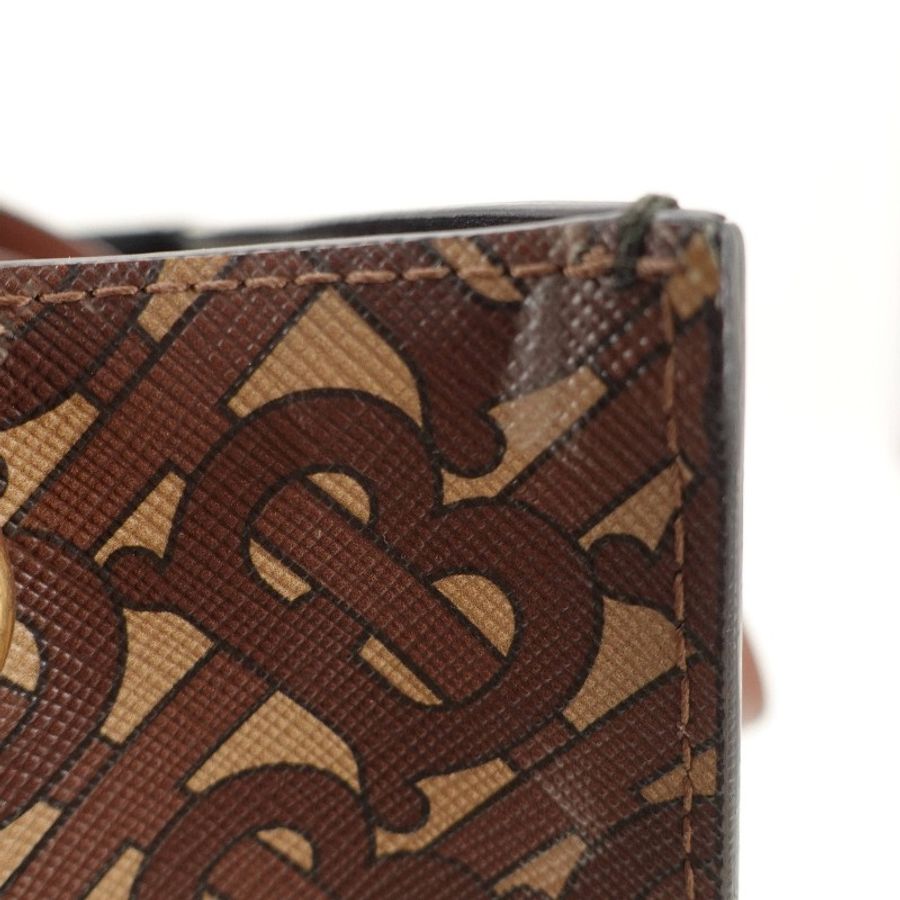 Burberry 棕色金扣老花TOTE-6