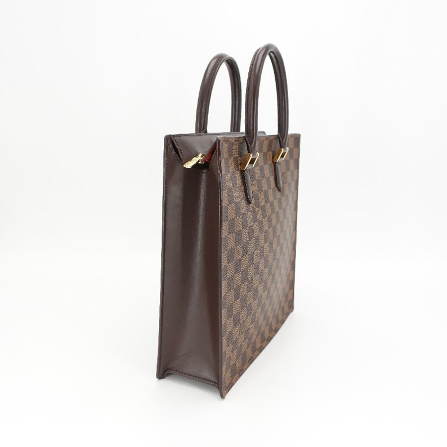 Louis Vuitton 棕色金扣棋盤格琴譜包中號-2