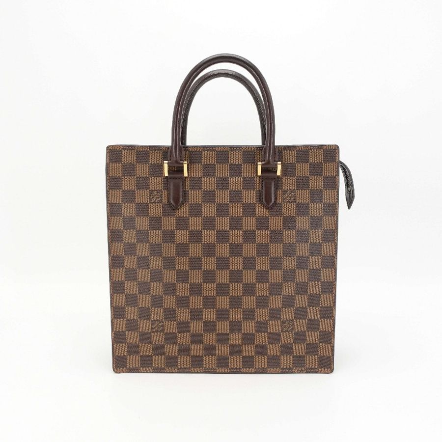 Louis Vuitton 棕色金扣棋盤格琴譜包中號-3