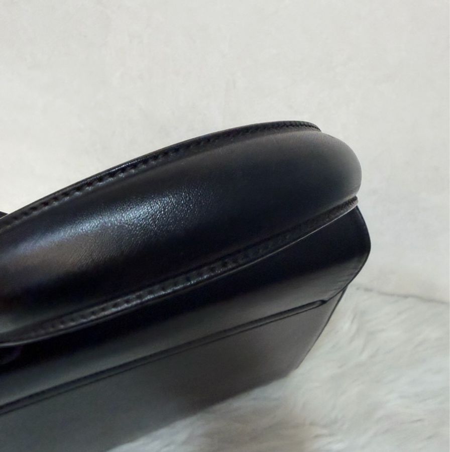 Salvatore Ferragamo BOX KELLY 黑色牛皮金釦 手提包凱莉包肩背包斜背包-34