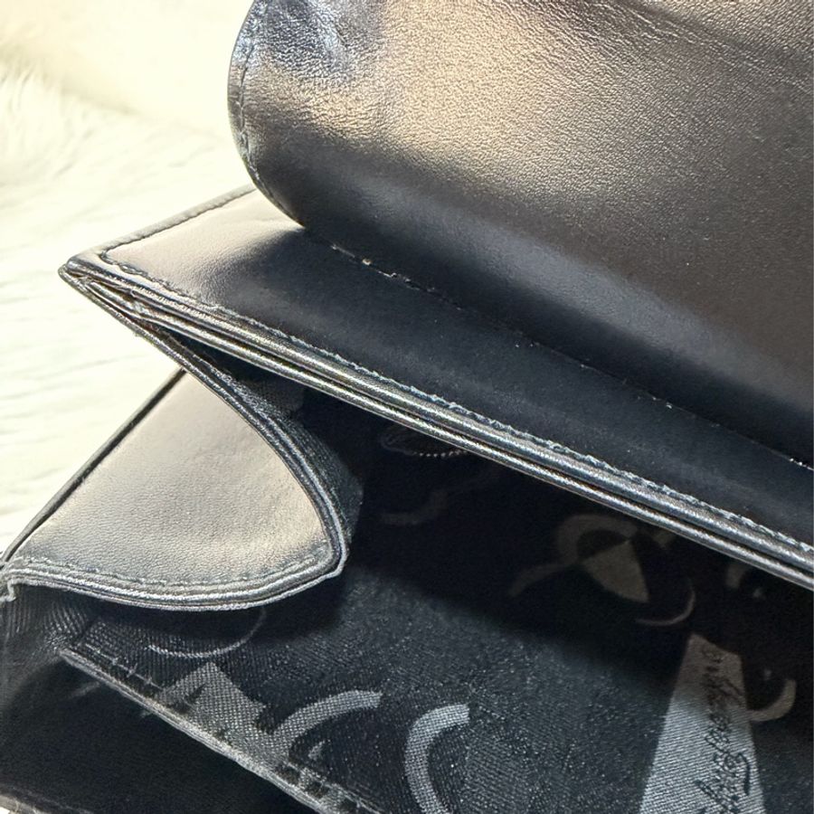 Salvatore Ferragamo BOX KELLY 黑色牛皮金釦 手提包凱莉包肩背包斜背包-51