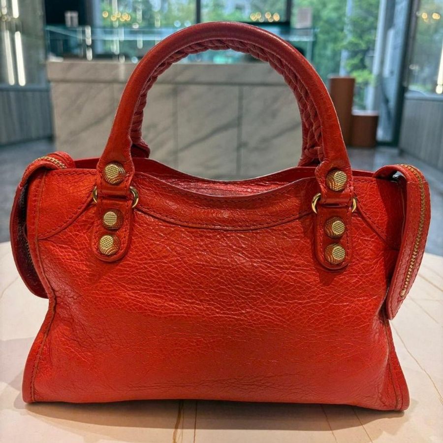 BALENCIAGA 巴黎世家 經典Giant Mini City金釦機車包(迷你-橘紅色)-2