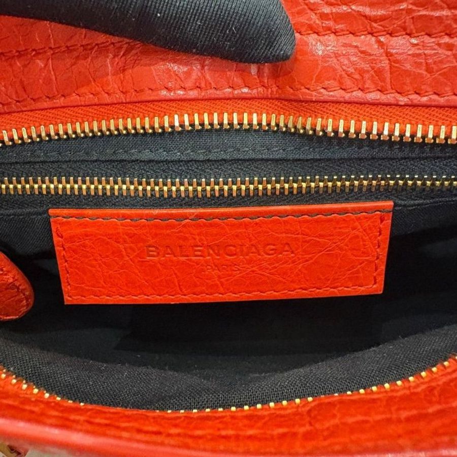 BALENCIAGA 巴黎世家 經典Giant Mini City金釦機車包(迷你-橘紅色)-7