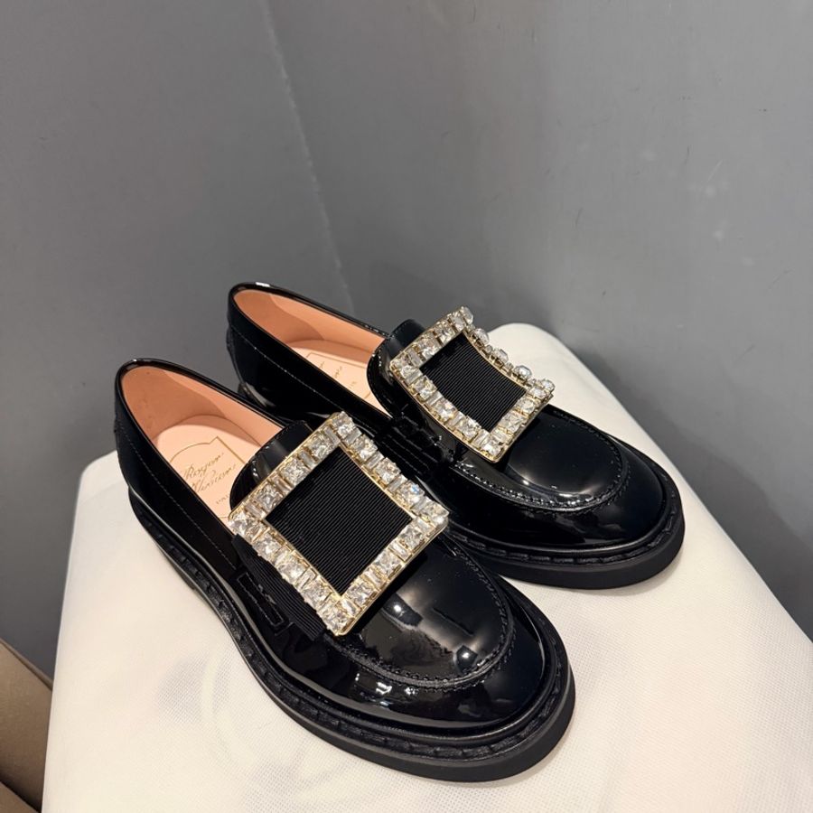 RV Roger Vivier 方鑽釦漆皮樂褔鞋 黑 35號-0