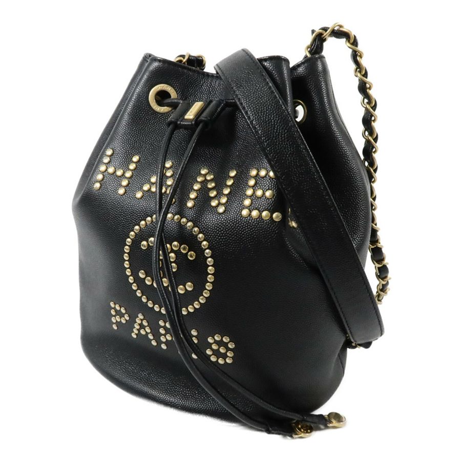 CHANEL 牛皮皮革Drawstring Bucket鏈帶肩背袋-2