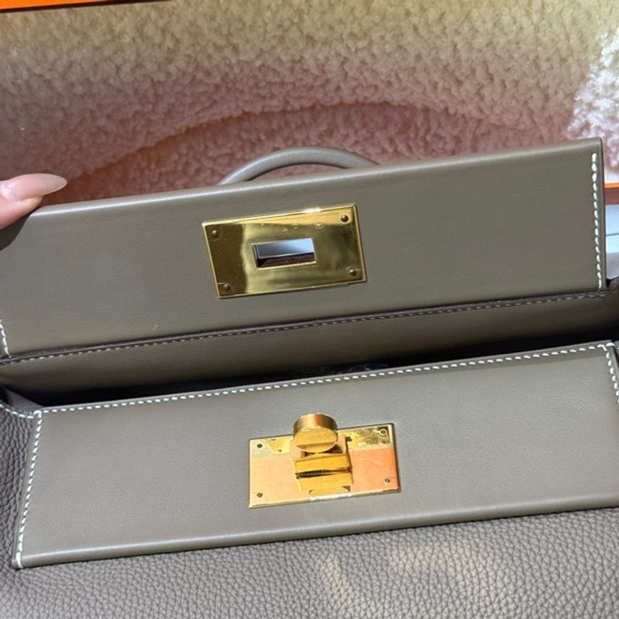 全新未使用Hermes 愛馬仕2424 29大象灰金扣-12