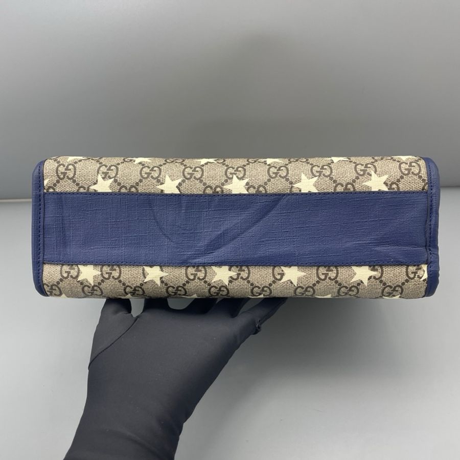 Gucci古馳星星手提托特包老花拼深藍-4