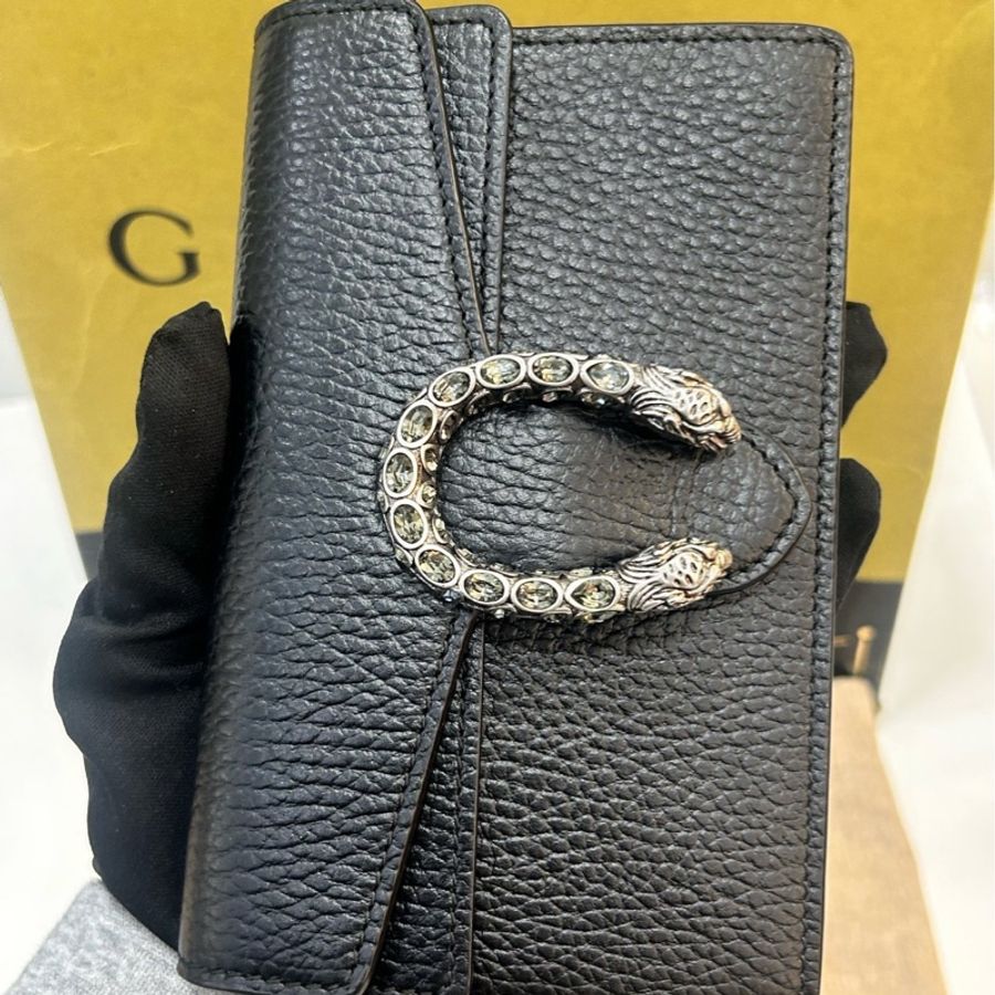 Gucci古馳黑銀酒神鑽扣mini斜肩包-1