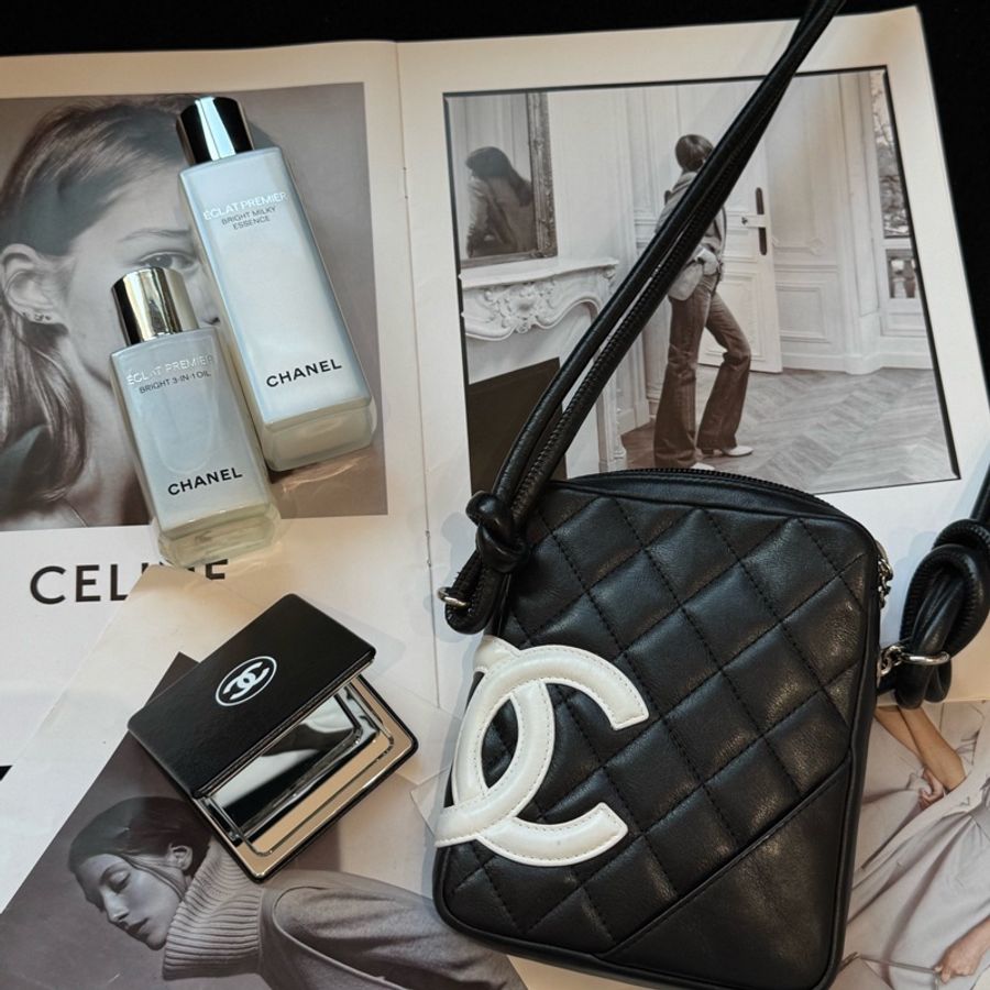 Chanel香奈兒康鵬mini黑色牛皮相機機-6