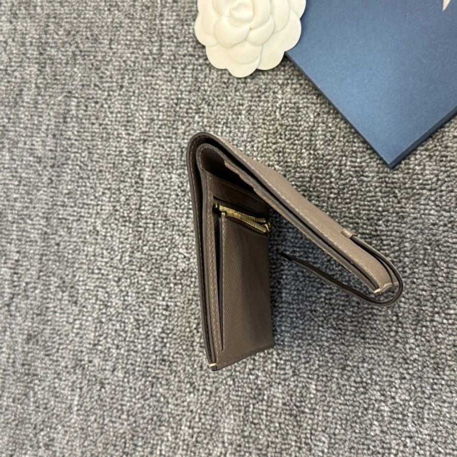 愛馬仕Hermes Bearn 短錢包/錢夾 Compact大象灰金扣 epsom皮-3