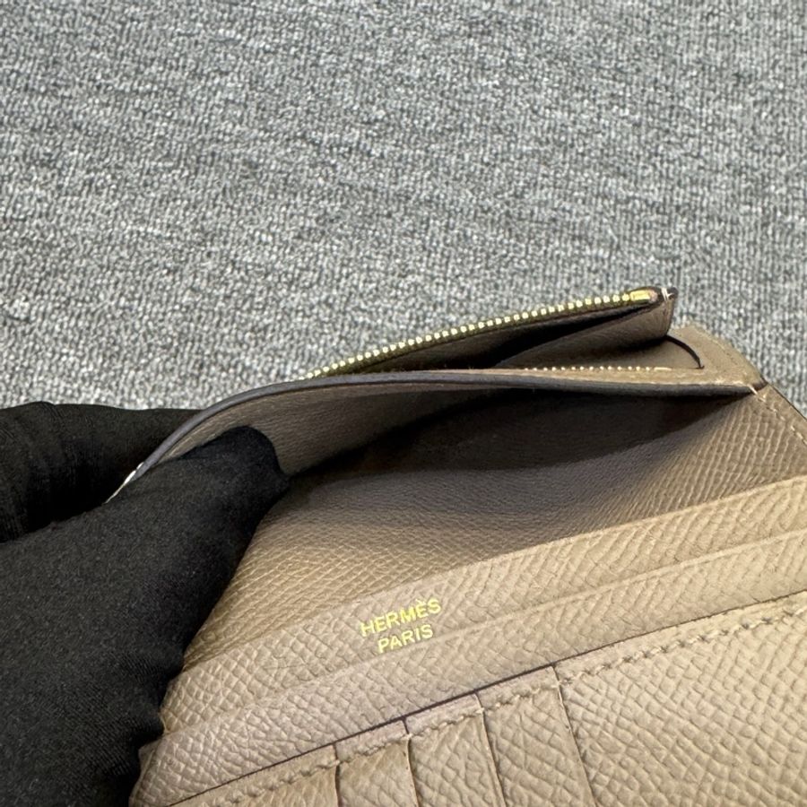 愛馬仕Hermes Bearn 短錢包/錢夾 Compact大象灰金扣 epsom皮-13