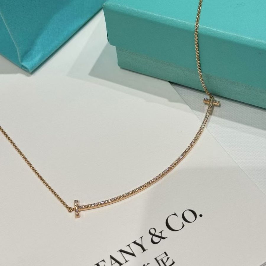 Tiffany&Co 大號笑臉項鍊 18k玫瑰金滿鑽-0