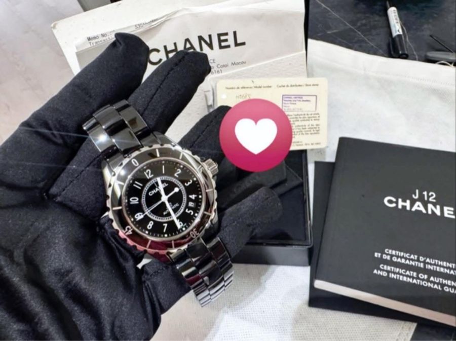 小巴黎二手名牌 正品chanel j12 38mm 機械 陶瓷錶 有保卡 購證 盒 2018-0