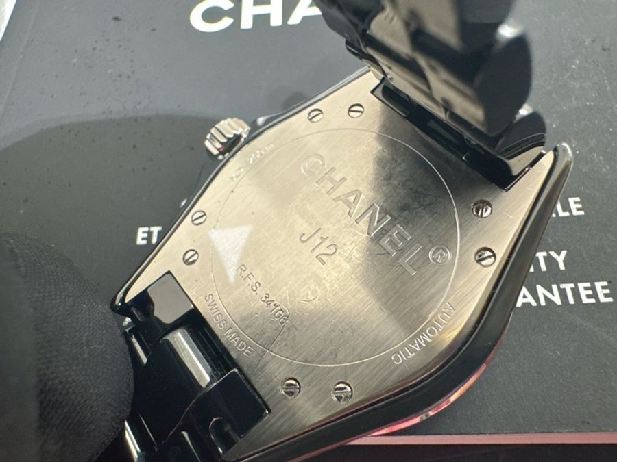 小巴黎二手名牌 正品chanel j12 38mm 機械 陶瓷錶 有保卡 購證 盒 2018-15