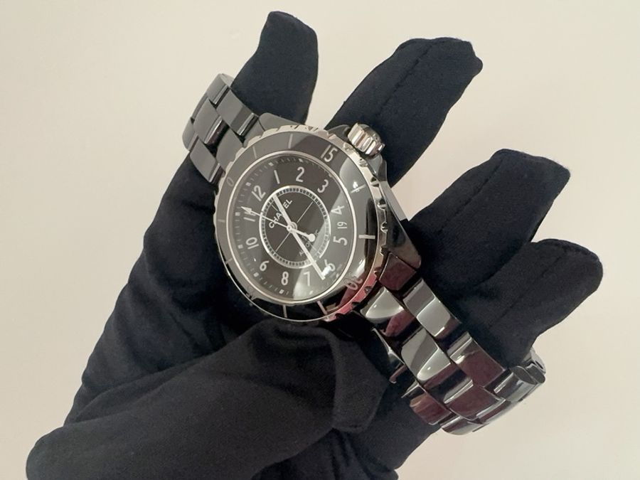 小巴黎二手名牌 正品chanel j12 38mm 機械 陶瓷錶 有保卡 購證 盒 2018-21