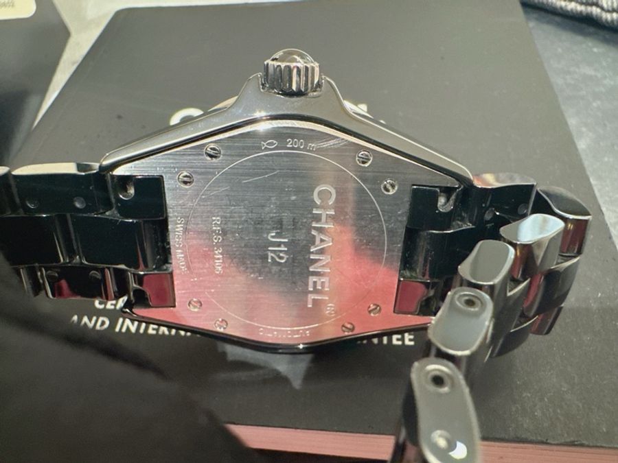 小巴黎二手名牌 正品chanel j12 38mm 機械 陶瓷錶 有保卡 購證 盒 2018-23