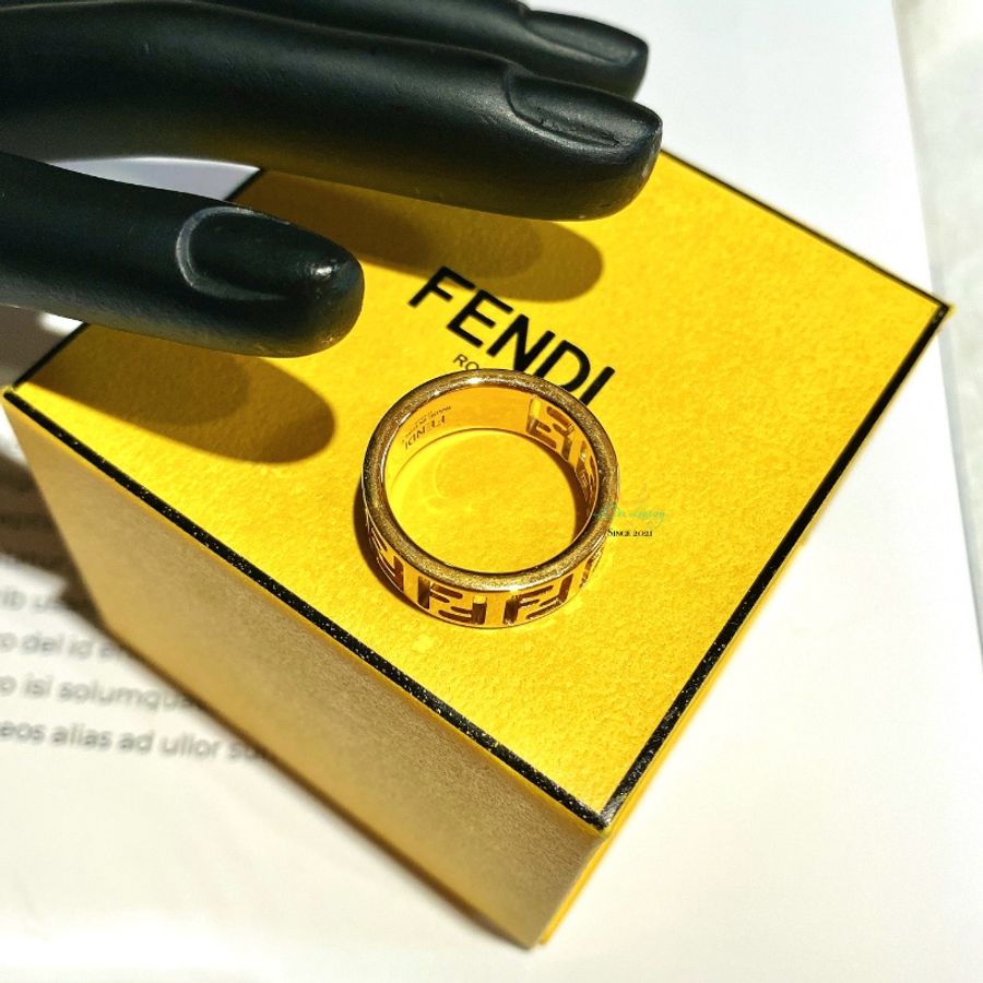 FENDI 芬迪 8AK333 Forever FENDI 金色 FF 鏤空 戒指 拇指戒 精品戒指 (可自行穿鏈條為項鍊)-8