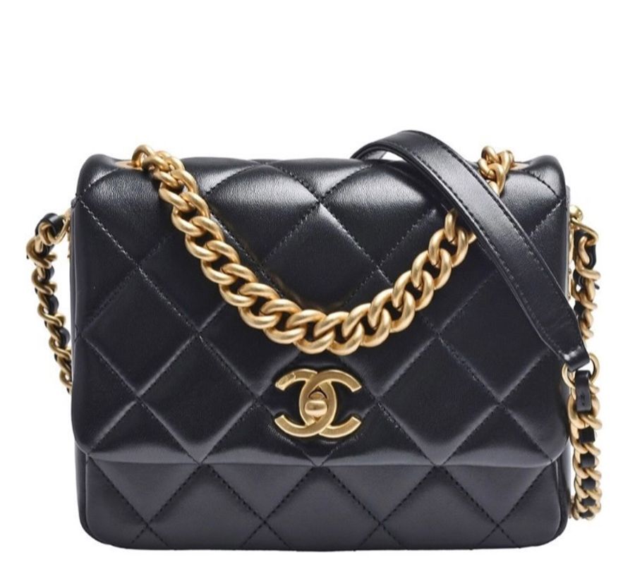 Chanel Coco 大方字母肩背包 黑 17 cm-4