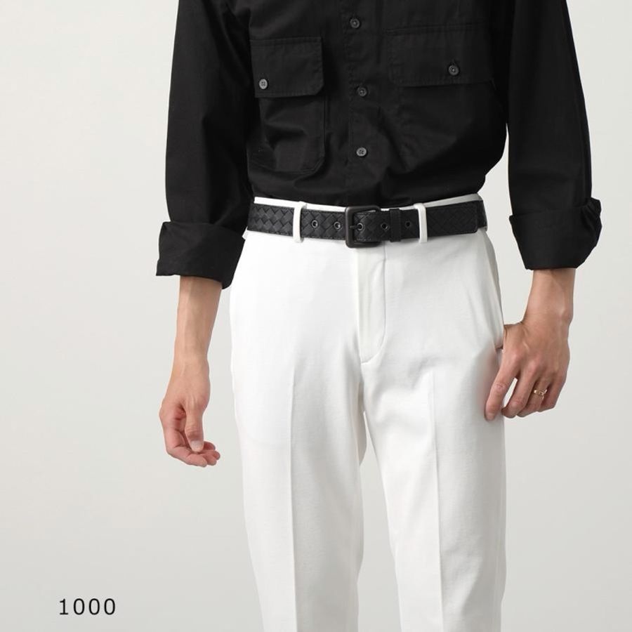 《仙闆名牌精品》BOTTEGA VENETA BV 藍 經典編織扣式 腰帶 皮帶-4