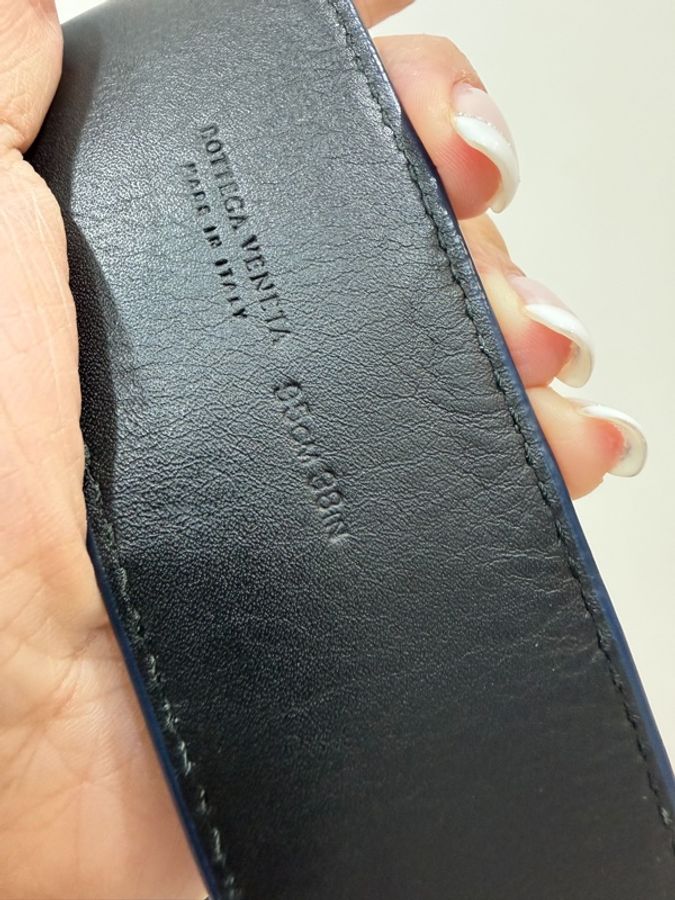 《仙闆名牌精品》BOTTEGA VENETA BV 藍 經典編織扣式 腰帶 皮帶-14