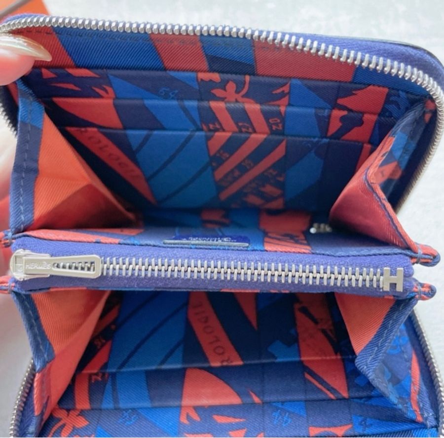 Hermes 愛馬仕 silk in 絲巾拉鏈短夾 深藍色 EPSOM皮-3