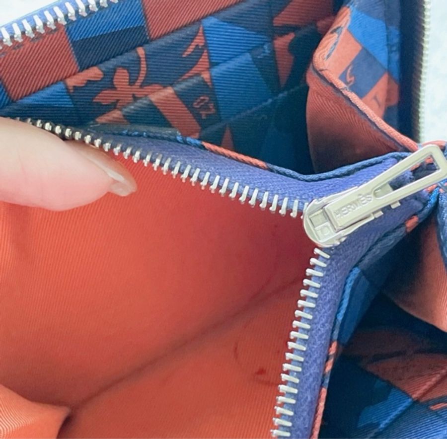 Hermes 愛馬仕 silk in 絲巾拉鏈短夾 深藍色 EPSOM皮-21