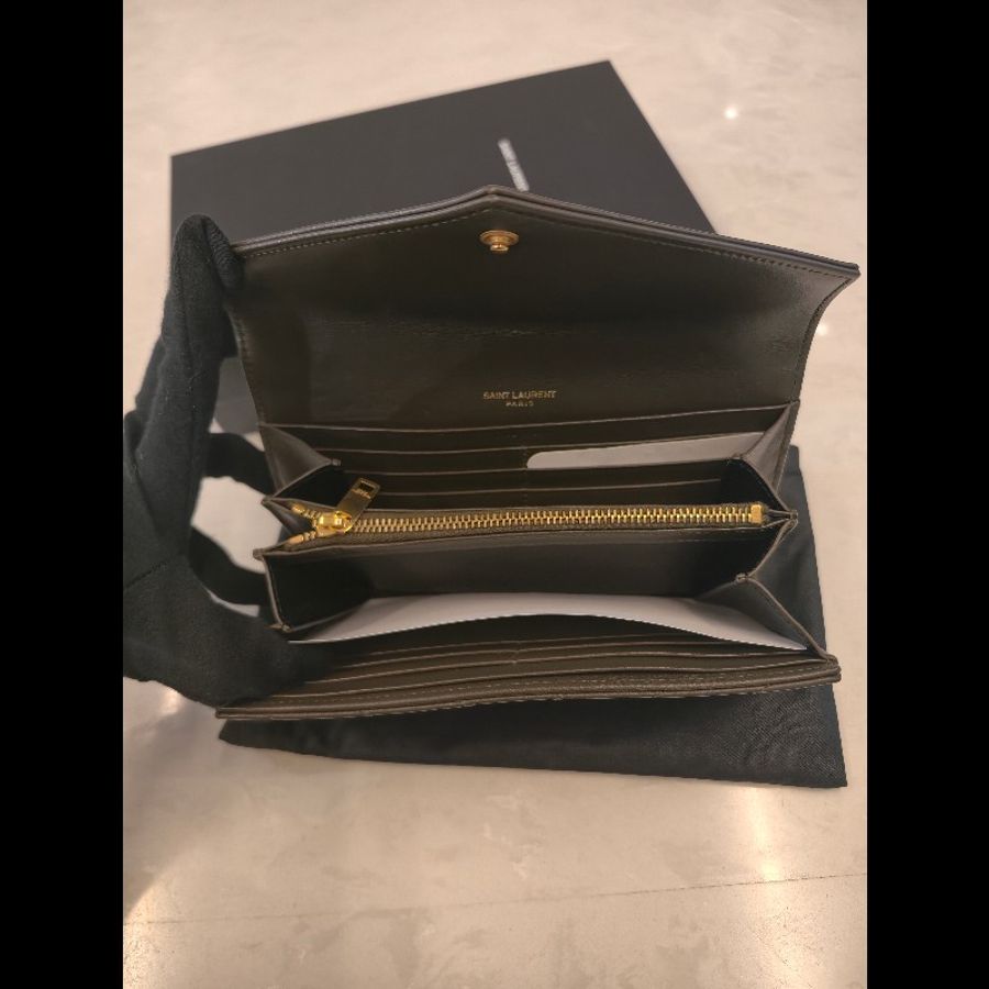 ysl墨綠色長款錢包-3