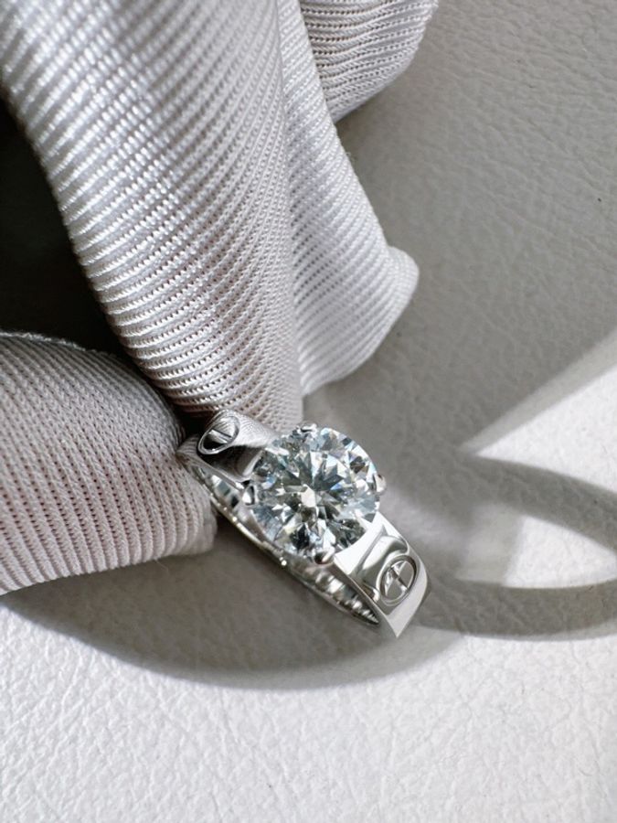 Cartier卡地亞 LOVE系列 一克拉鑽戒,49號 主鑽1.15ct,H色/VVS1淨度/3EX完美切工/無螢光,2018年購入-5