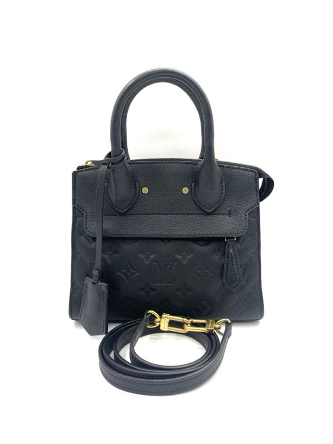 路易威登/Louis Vuitton M41053 迷你 黑色牛皮壓 紋單肩包手提包 金色五金 可拆卸肩帶-0