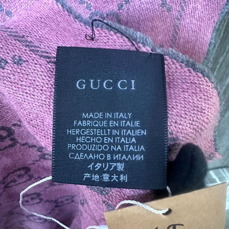 【美收精品】 Gucci  經典 GG 緹花雙面緹織純羊絨流蘇圍巾 5-555【隔月月中將轉賣至日本 上架期限30天】-14