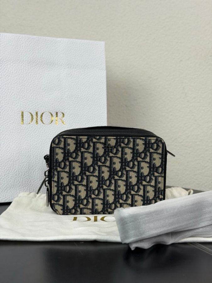 DIOR迪奧 Oblique經典刺繡老花滿印 單肩斜挎包 相機包盒子包 男女同款-1