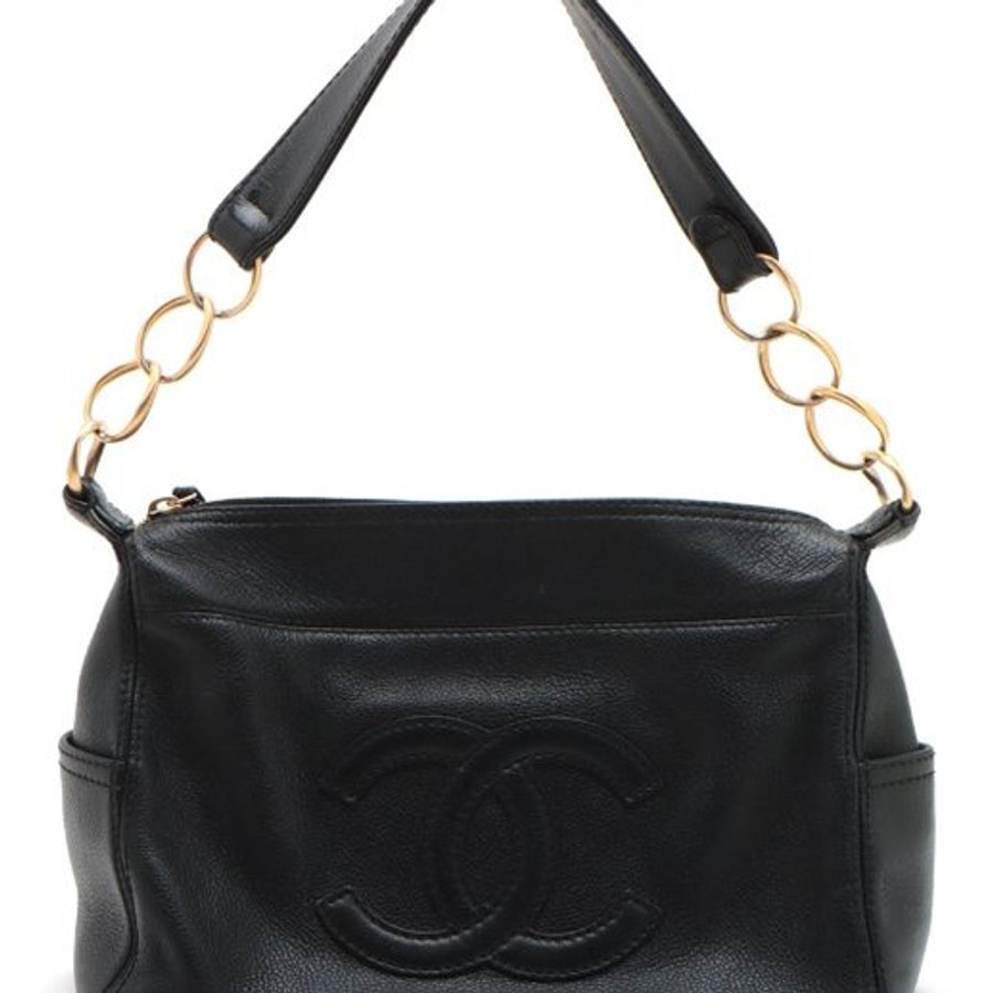 S02 Chanel Coco Mark 皮質大LOGO單肩鍊條包-5