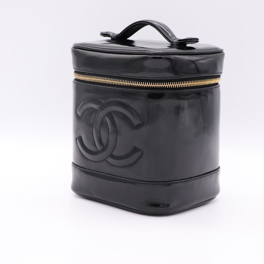 Chanel 香奈兒 vintage 黑色 漆皮化妝箱 CC LOGO-2