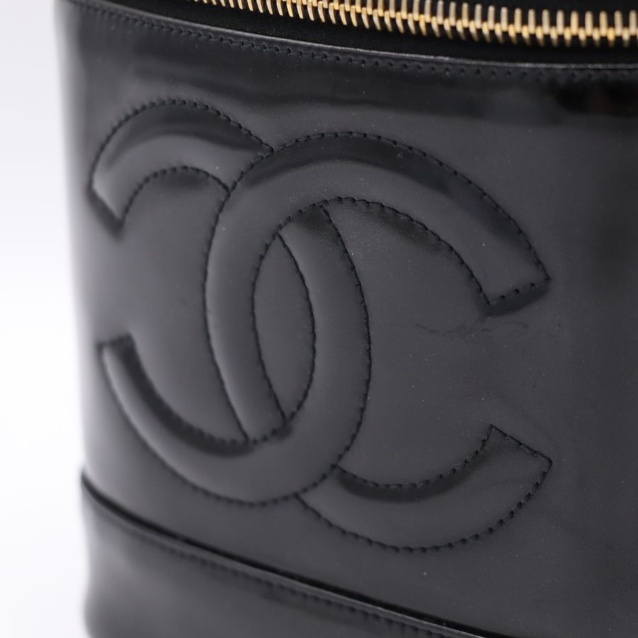 Chanel 香奈兒 vintage 黑色 漆皮化妝箱 CC LOGO-3