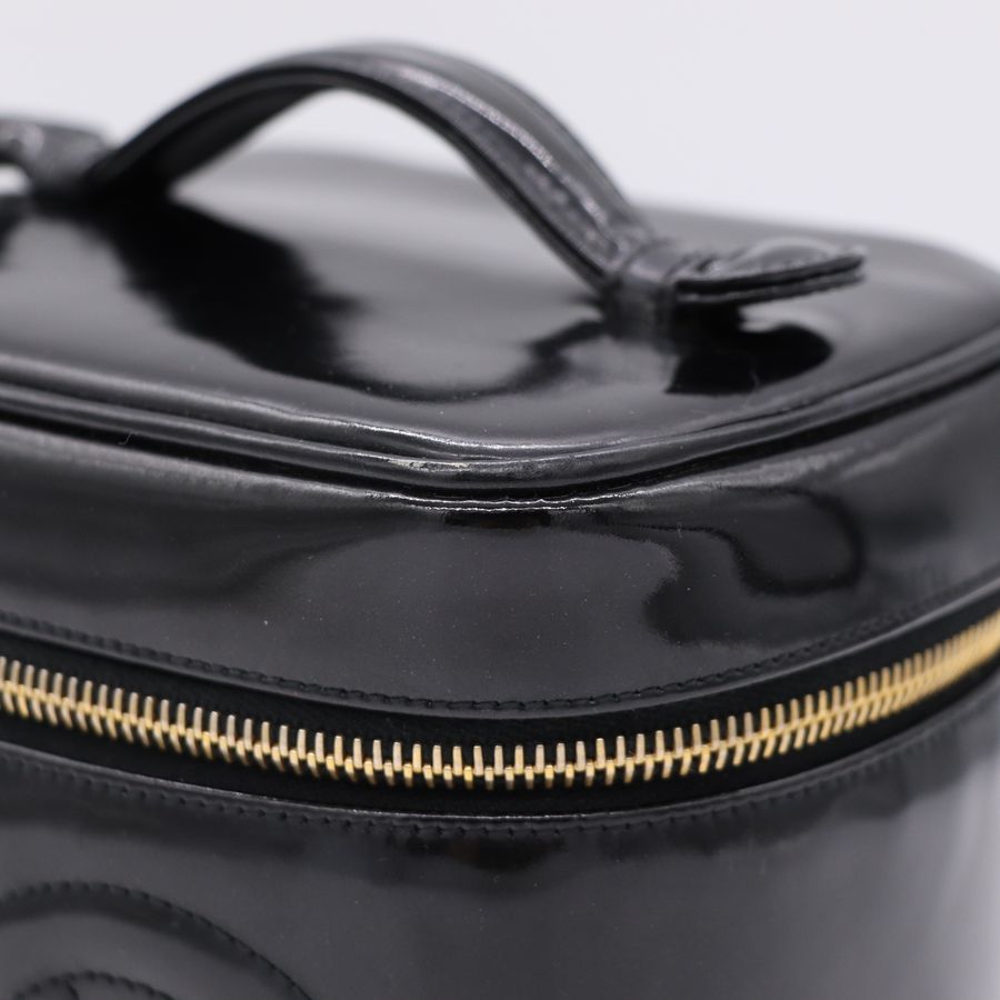 Chanel 香奈兒 vintage 黑色 漆皮化妝箱 CC LOGO-4