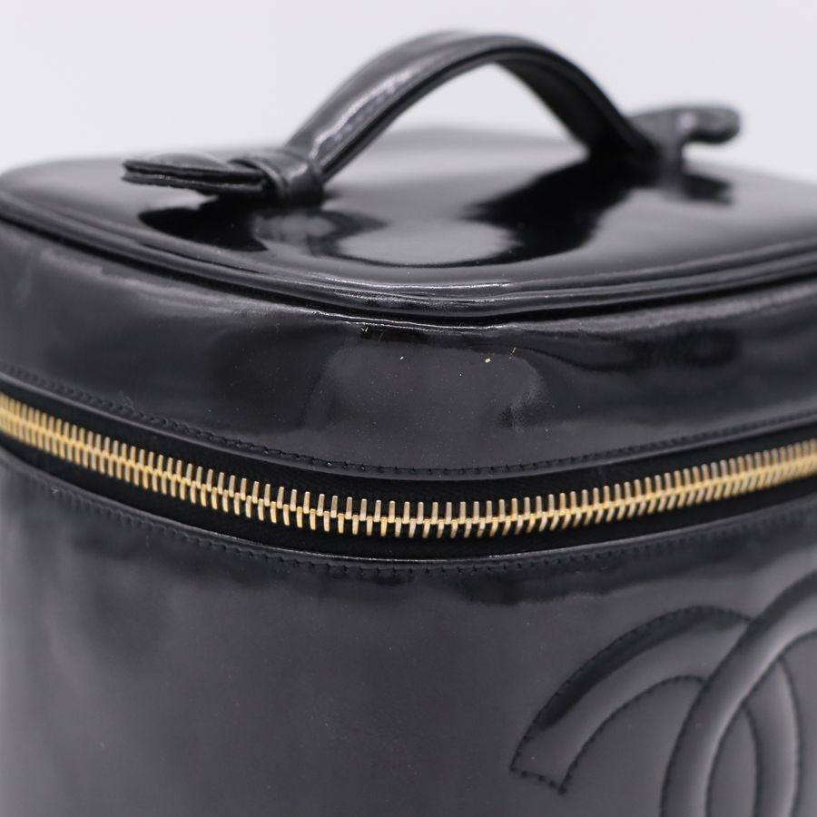 Chanel 香奈兒 vintage 黑色 漆皮化妝箱 CC LOGO-5