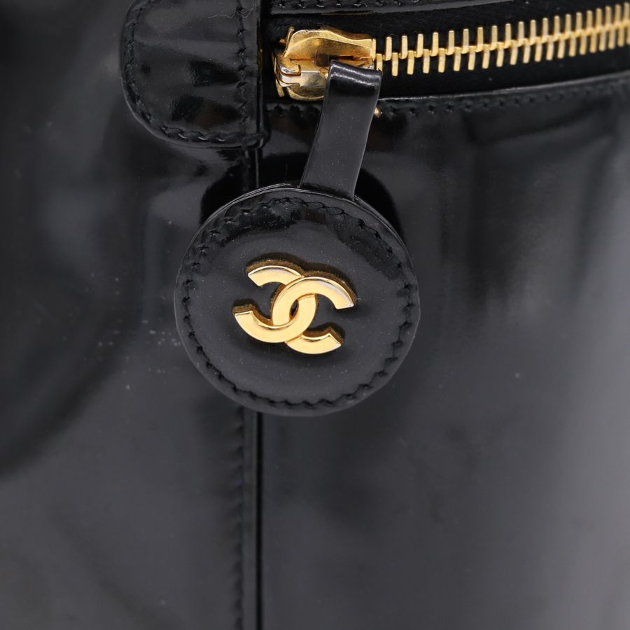 Chanel 香奈兒 vintage 黑色 漆皮化妝箱 CC LOGO-6